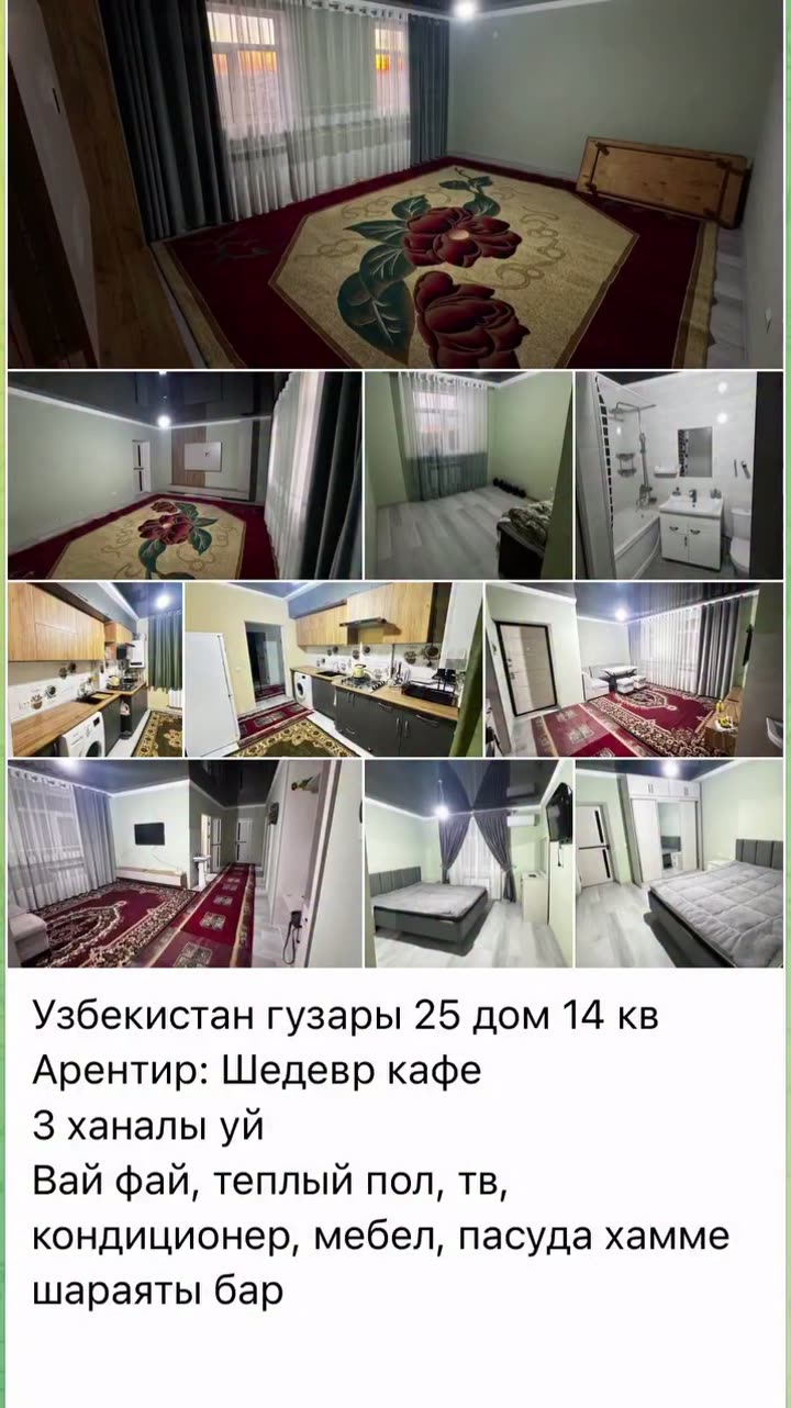 3 xanalı kvartira ijaraǵa